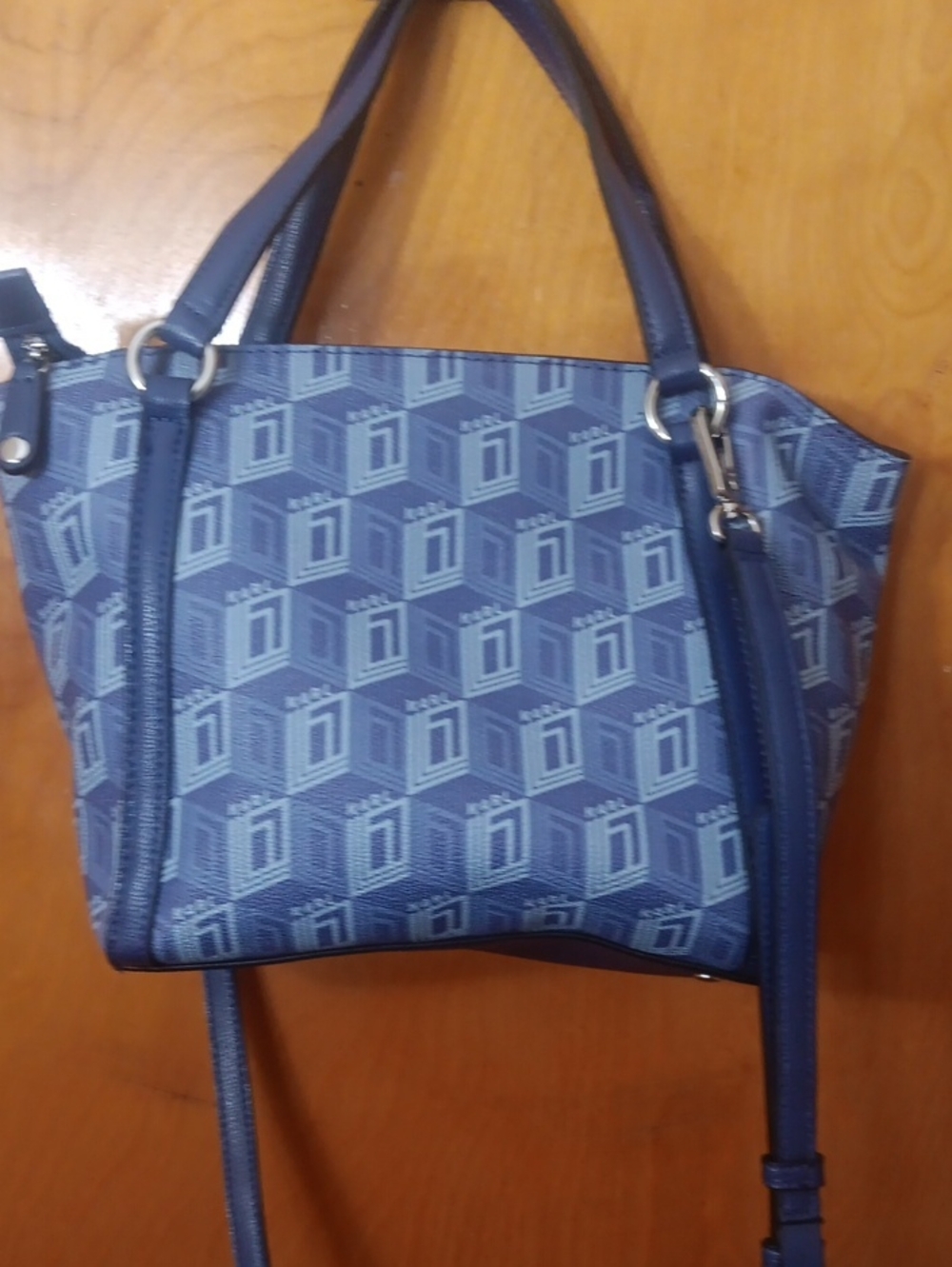 Karl Lagerfeld Navy Blue Logo Satchel with Karl Icon - Picture 2 of 2